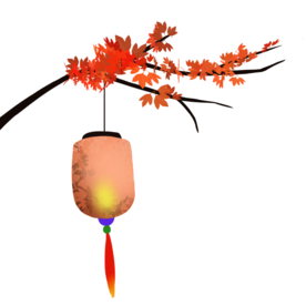 中国风灯笼梅花元素PNG