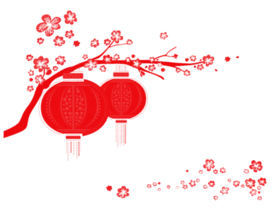 中国风灯笼梅花元素PNG