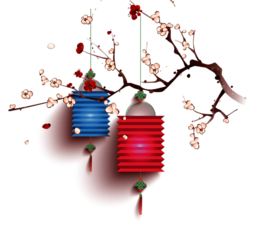 中国风灯笼梅花元素PNG