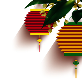 中国风灯笼梅花元素PNG