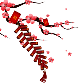 中国风灯笼梅花元素PNG