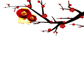 中国风灯笼梅花元素PNG