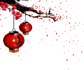 中国风灯笼梅花元素PNG