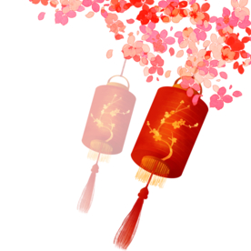 中国风灯笼梅花元素PNG