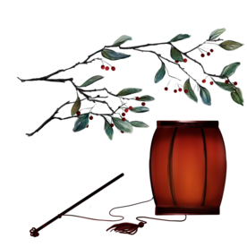 中国风灯笼梅花元素PNG