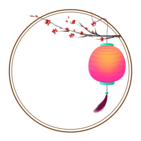 中国风灯笼梅花元素PNG