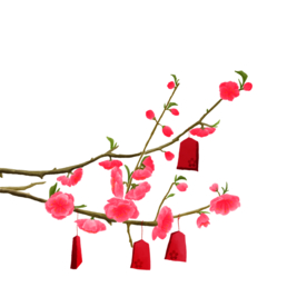 中国风灯笼梅花元素PNG