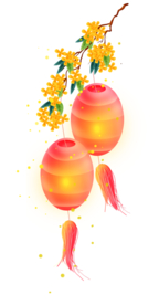 中国风灯笼梅花元素PNG