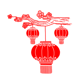 中国风灯笼梅花元素PNG