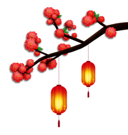 中国风灯笼梅花元素PNG