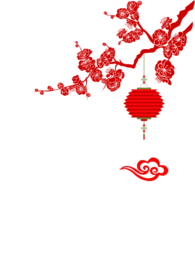 中国风灯笼梅花元素PNG