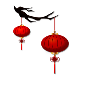 中国风灯笼梅花元素PNG