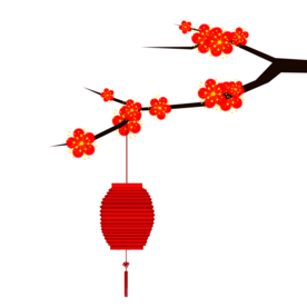 中国风灯笼梅花元素PNG