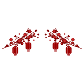 中国风灯笼梅花元素PNG