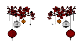 中国风灯笼梅花元素PNG