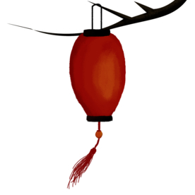 中国风灯笼梅花元素PNG