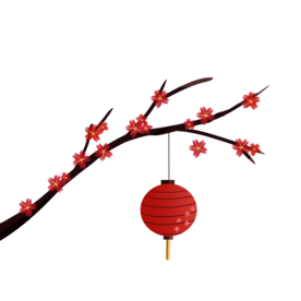 中国风灯笼梅花元素PNG