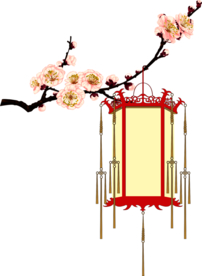 中国风灯笼梅花元素PNG