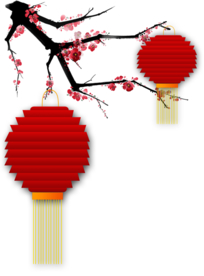 中国风灯笼梅花元素PNG