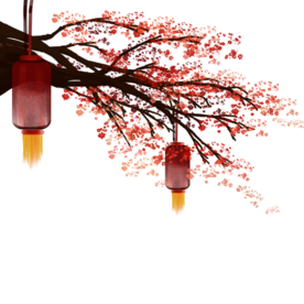 中国风灯笼梅花元素PNG