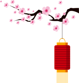 中国风灯笼梅花元素PNG