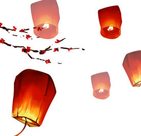 中国风灯笼梅花元素PNG