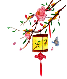 中国风灯笼梅花元素PNG