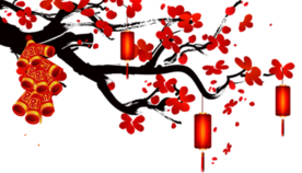 中国风灯笼梅花元素PNG