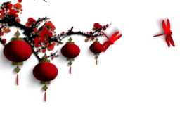 中国风灯笼梅花元素PNG