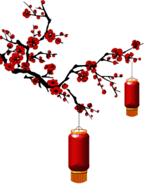 中国风灯笼梅花元素PNG