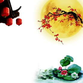 中国风灯笼梅花元素PNG