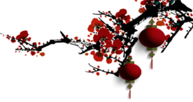 中国风灯笼梅花元素PNG