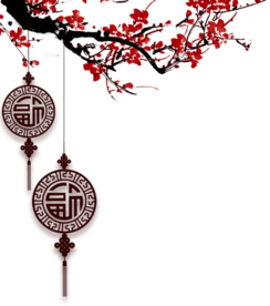 中国风灯笼梅花元素PNG