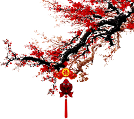 中国风灯笼梅花元素PNG