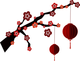 中国风灯笼梅花元素PNG