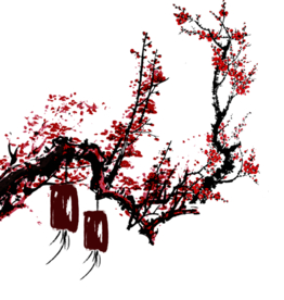 中国风灯笼梅花元素PNG