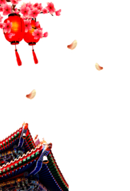 中国风灯笼梅花元素PNG