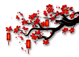 中国风灯笼梅花元素PNG