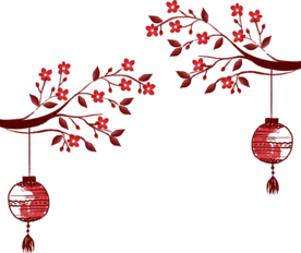 中国风灯笼梅花元素PNG