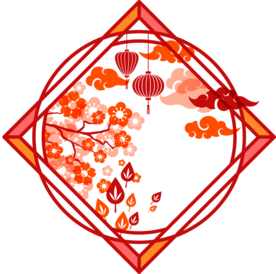 中国风灯笼梅花元素PNG