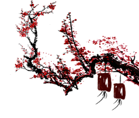 中国风灯笼梅花元素PNG
