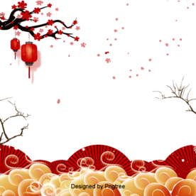 中国风灯笼梅花元素PNG