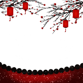 中国风灯笼梅花元素PNG