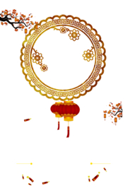 中国风灯笼梅花元素PNG