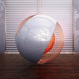C4D 模型百叶窗室内球体房间
