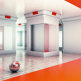 C4D 模型 大厅走廊过道机构