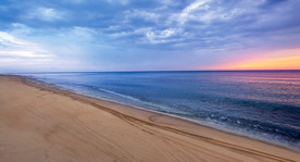 海滩 晚霞 俯拍