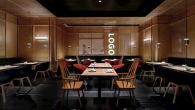 餐厅室内效果图LOGO海报样机