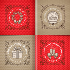 圣诞节矢量插画标签