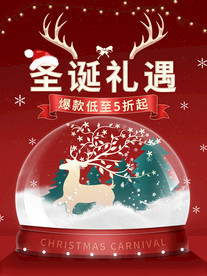 圣诞节红色大气简约水晶球